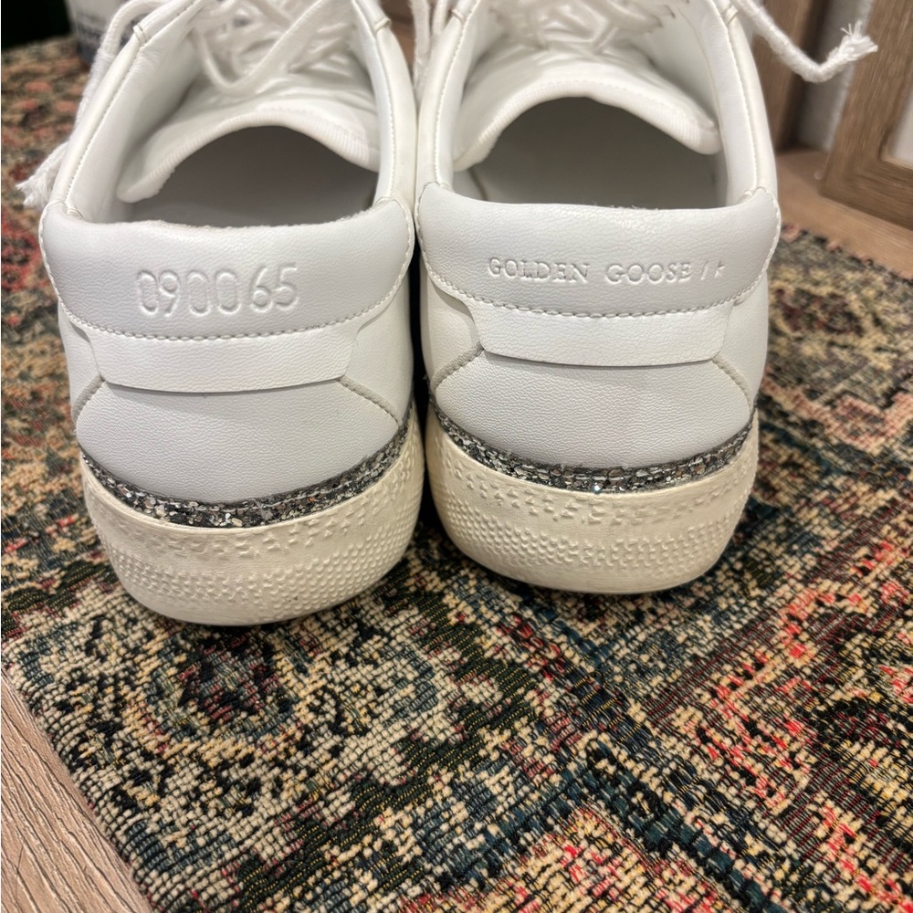Golden Goose White and Glitter Silver Sneakers - Picture 3 of 8
